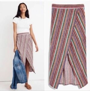 Madewell Colorful Striped Maxi Skirt With Front Opening